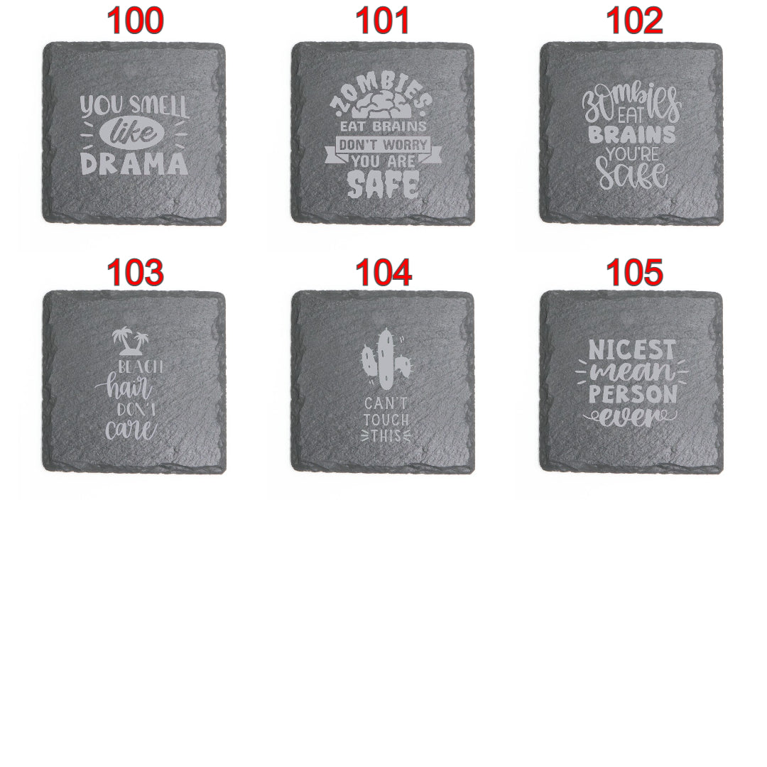 Square Slate Coasters (Funny)