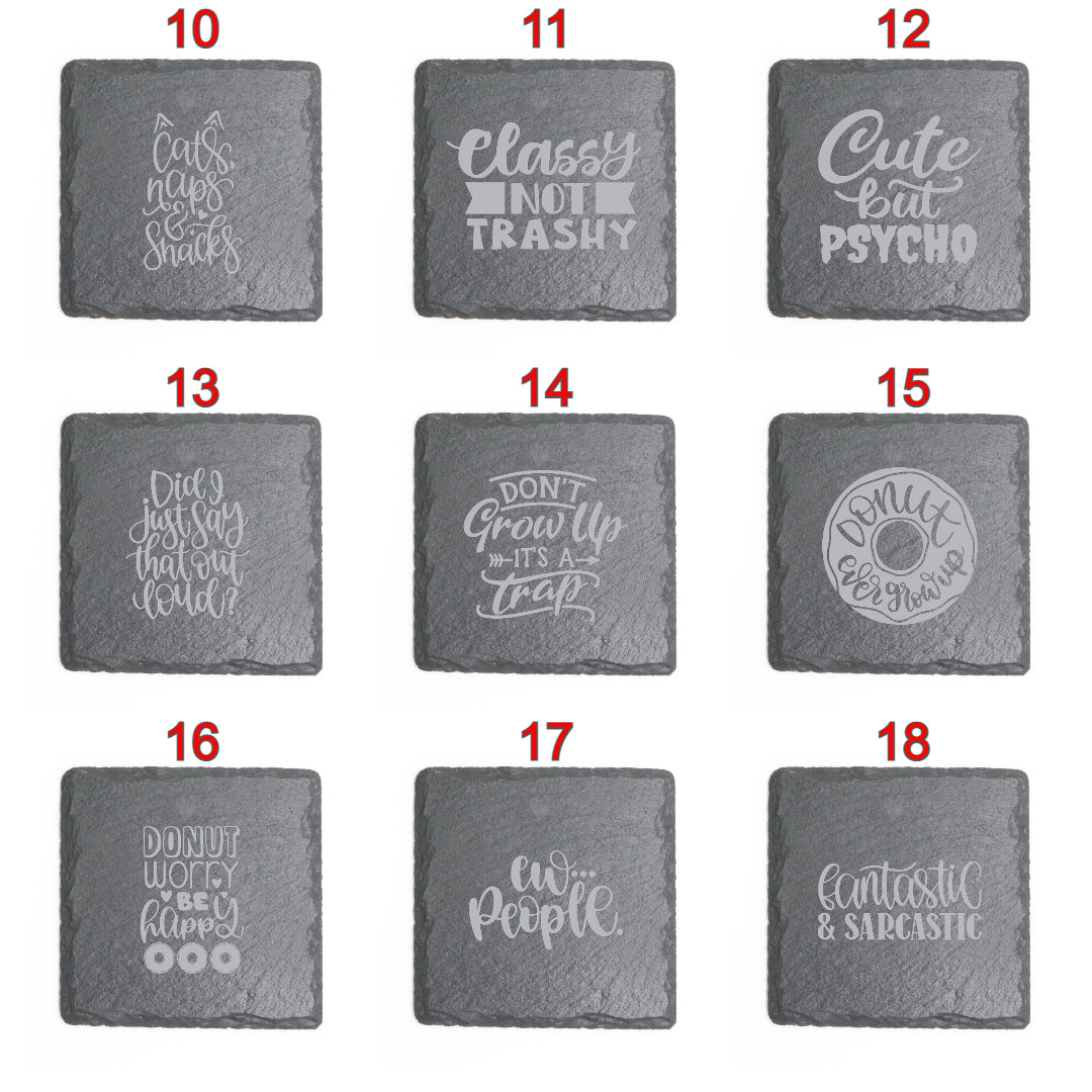 Square Slate Coasters (Funny)