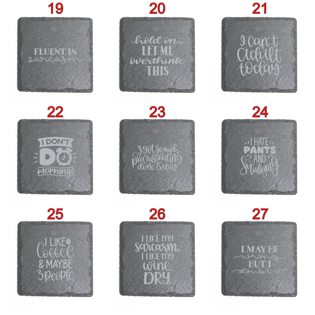 Square Slate Coasters (Funny)