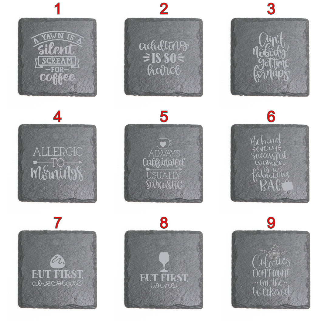 Square Slate Coasters (Funny)