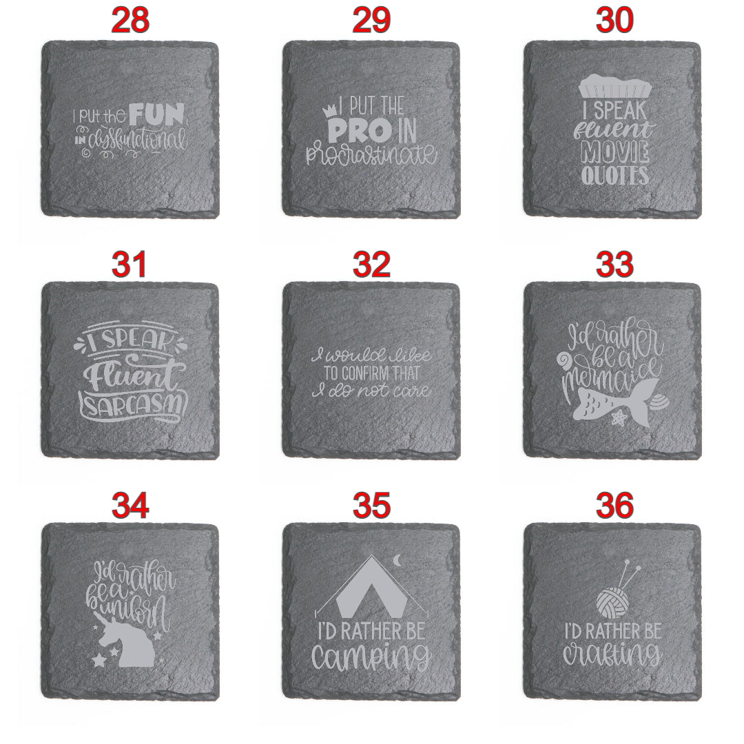 Square Slate Coasters (Funny)