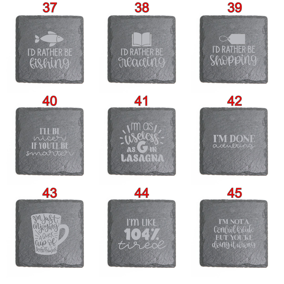 Square Slate Coasters (Funny)