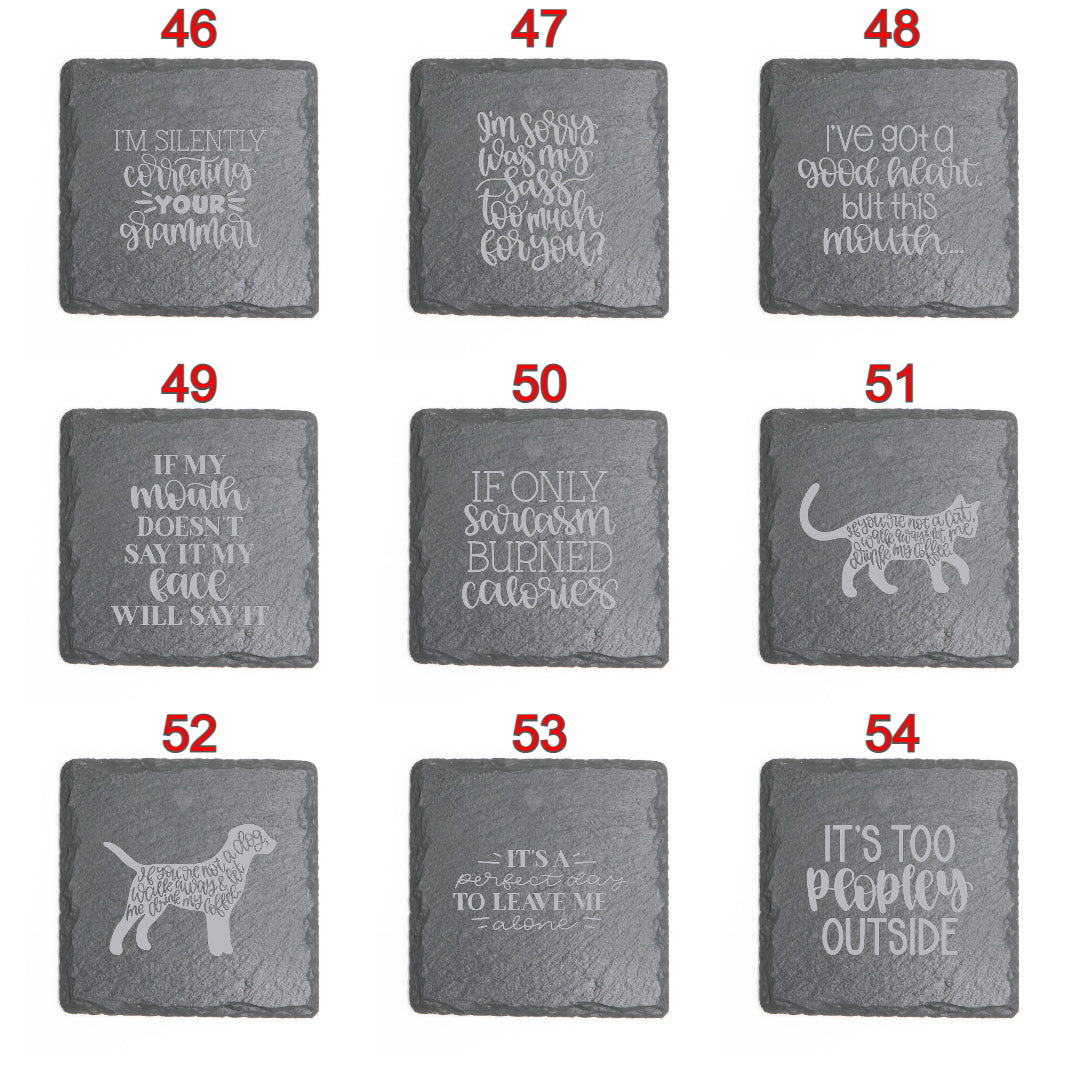 Square Slate Coasters (Funny)