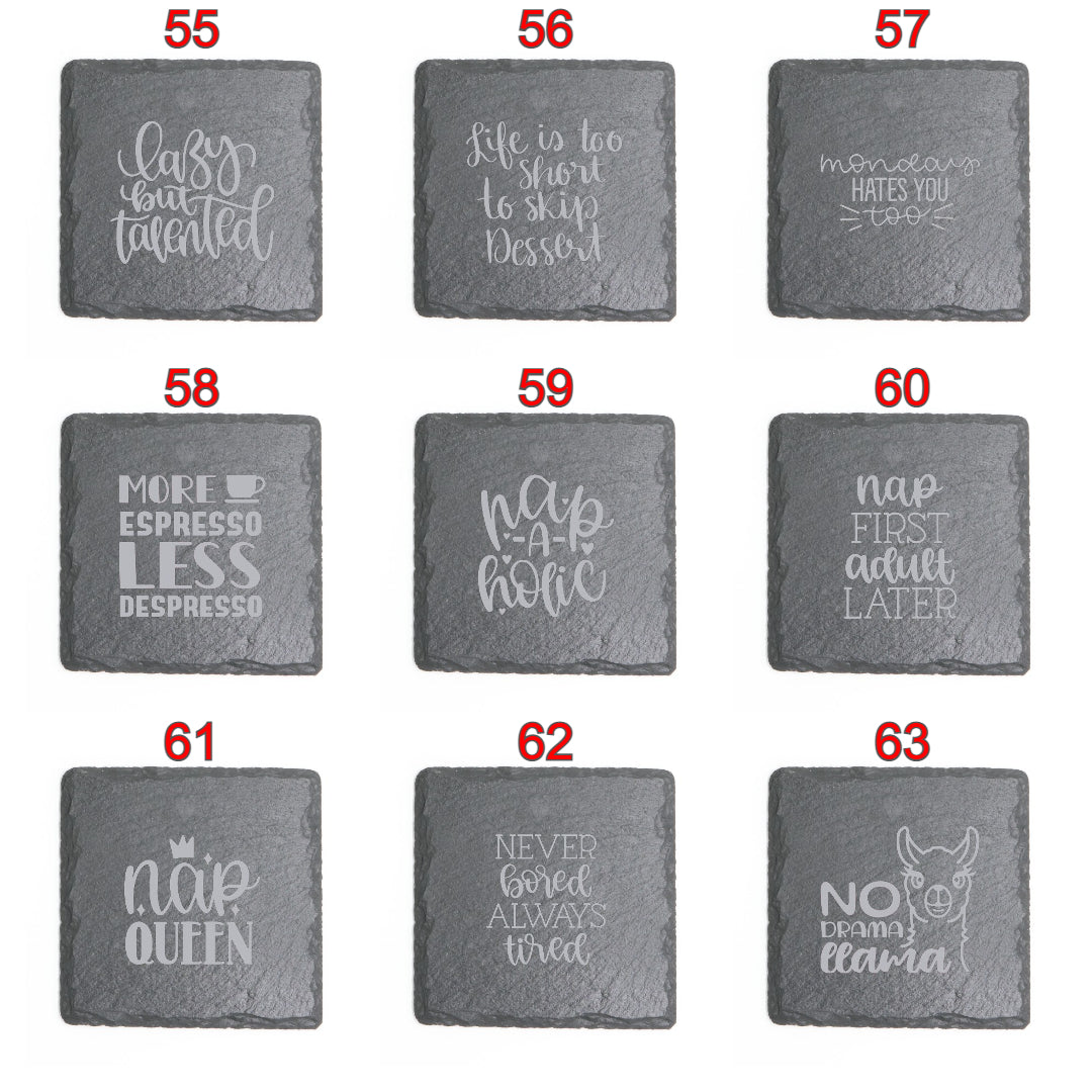 Square Slate Coasters (Funny)