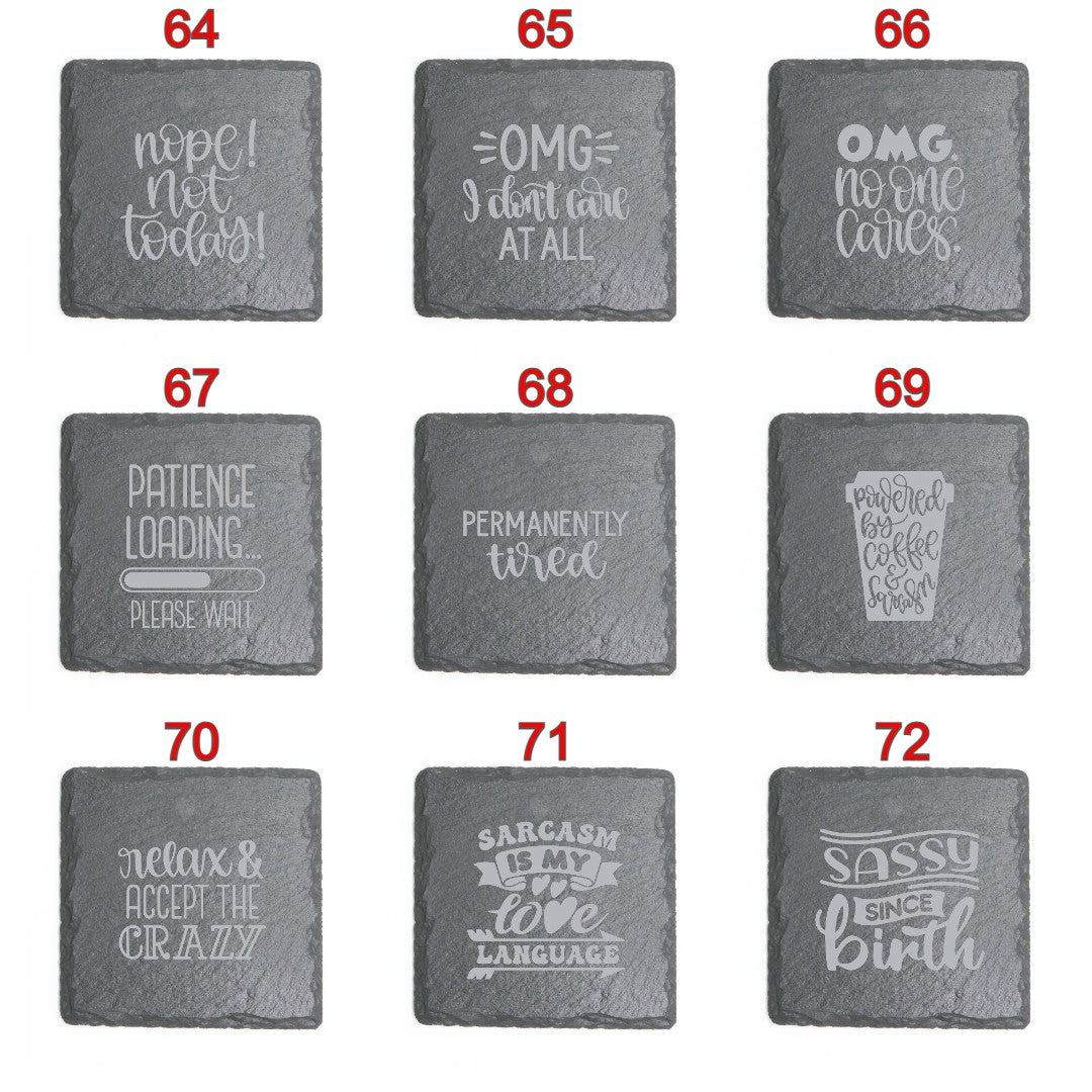 Square Slate Coasters (Funny)