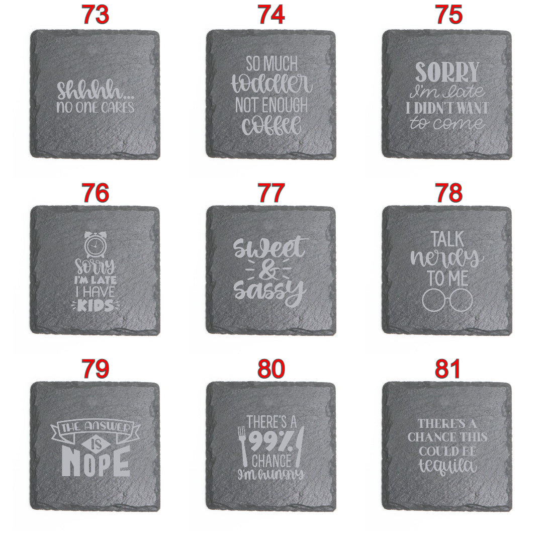 Square Slate Coasters (Funny)