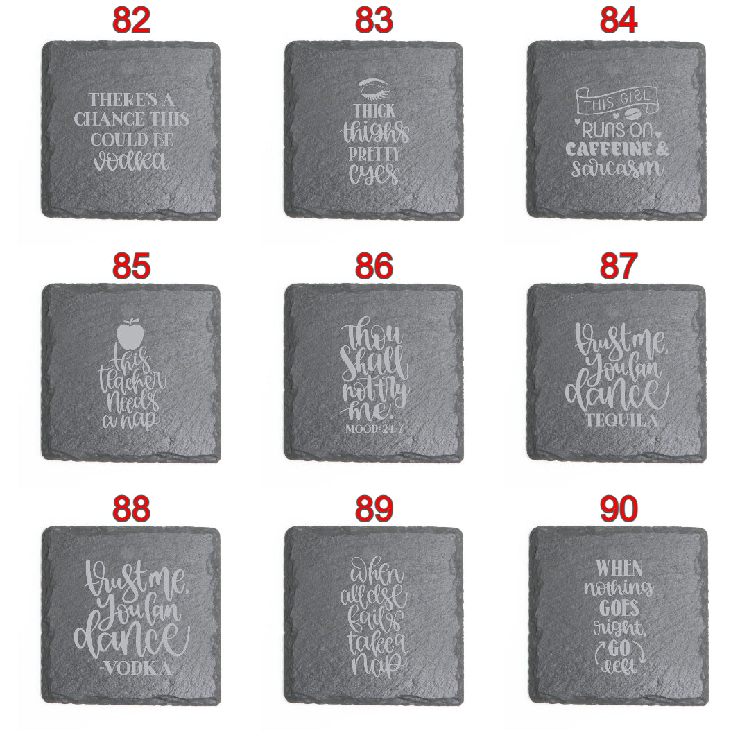 Square Slate Coasters (Funny)