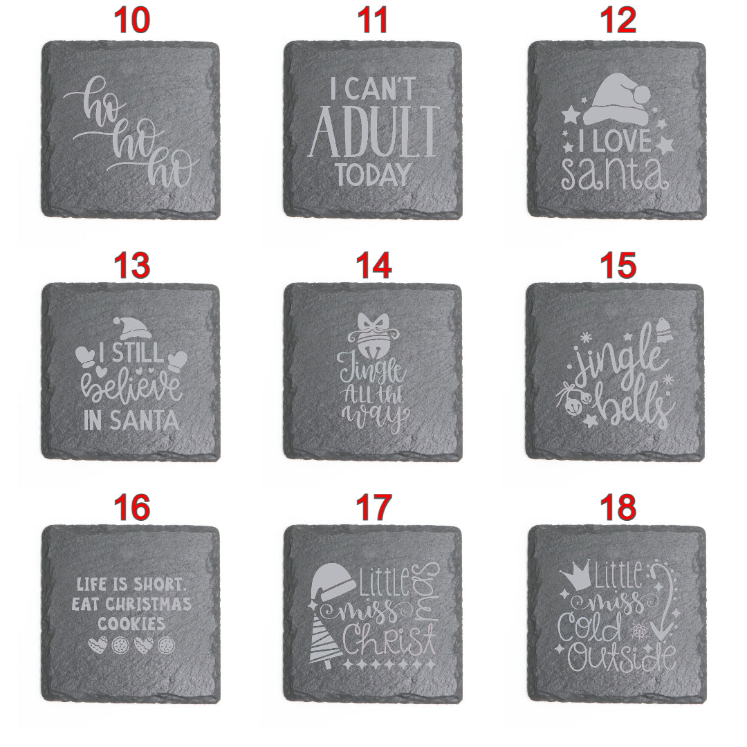 Square Slate Coasters (Christmas)