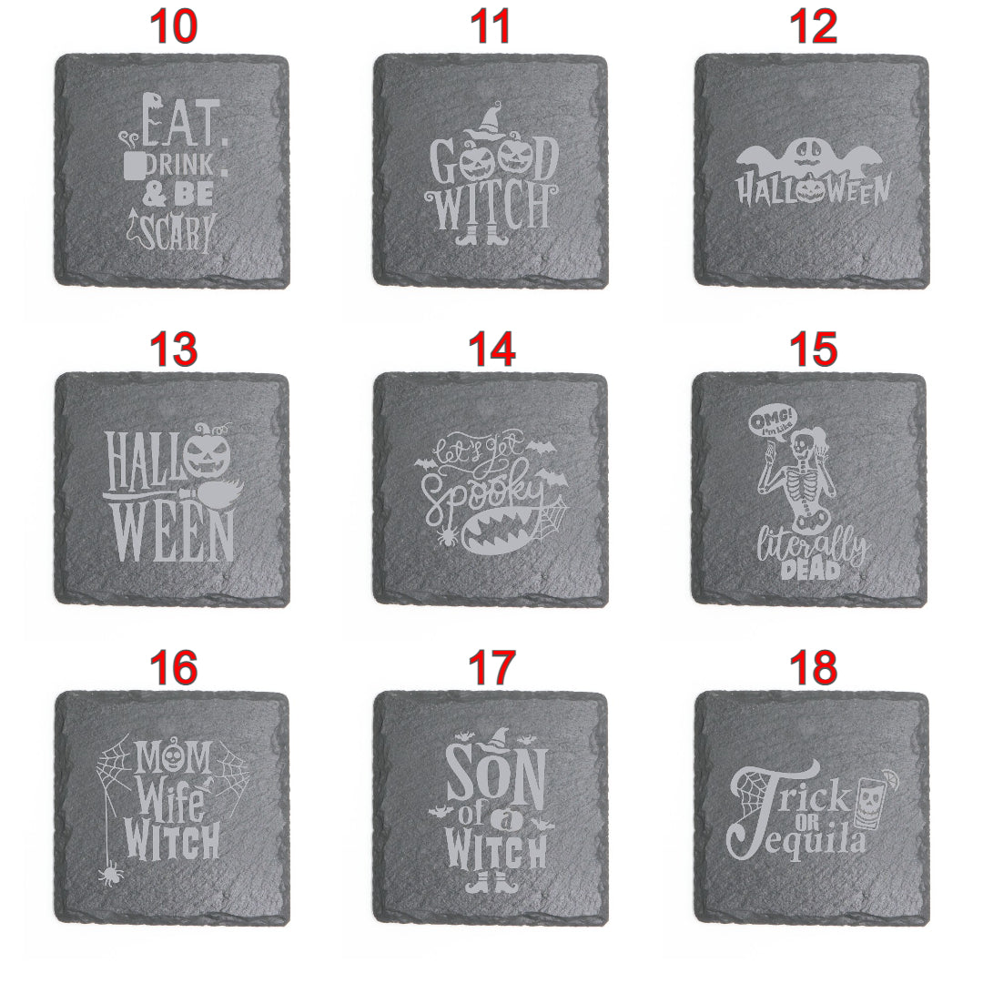 Square Slate Coasters (Halloween)