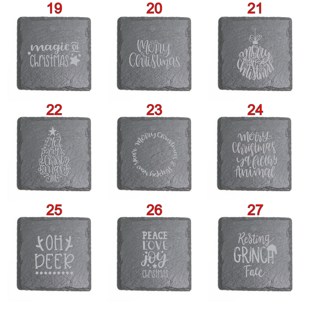 Square Slate Coasters (Christmas)