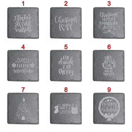 Square Slate Coasters (Christmas)