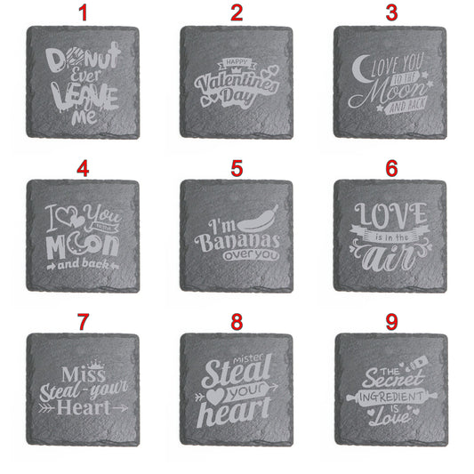 Square Slate Coasters (Valentine's Day)