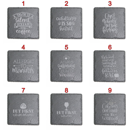 Square Slate Coasters (Funny)