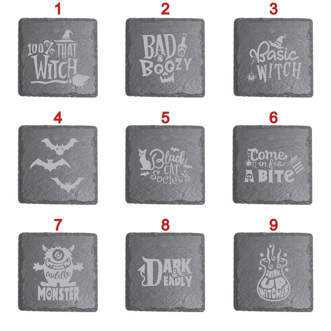 Square Slate Coasters (Halloween)