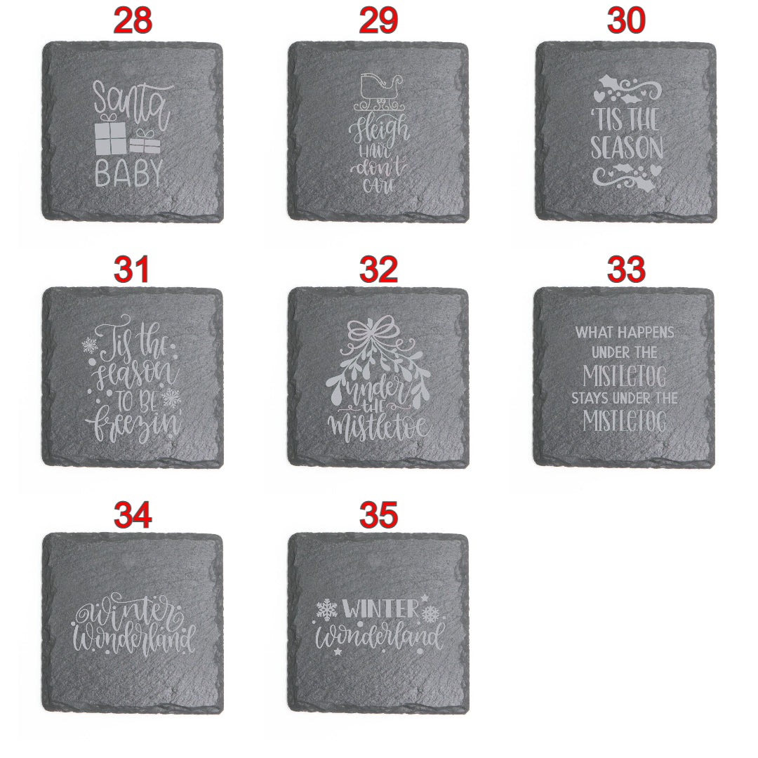 Square Slate Coasters (Christmas)