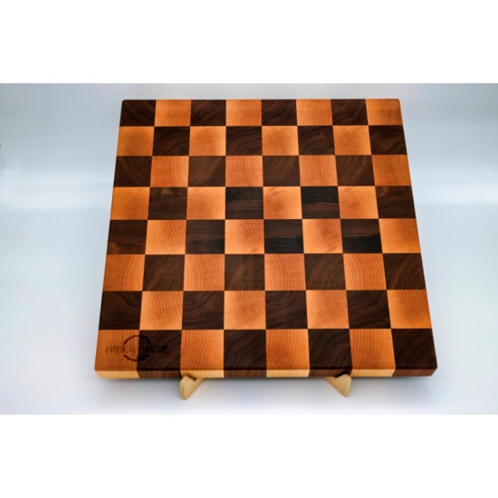Stunning Designer Butcher's Block Chessboard Cutting Board