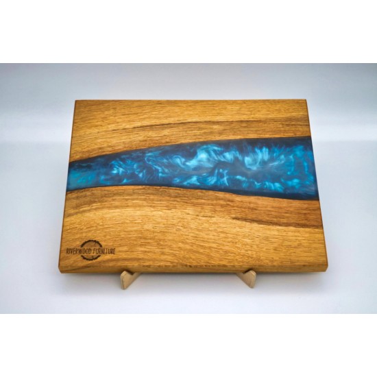 Oak Ocean Blue River Cutting Board