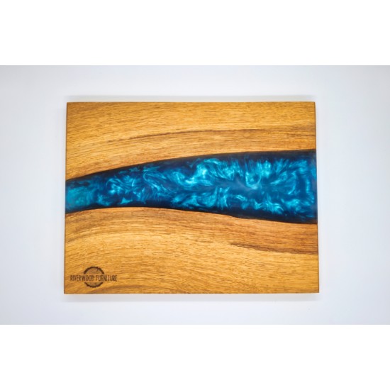 Oak Ocean Blue River Cutting Board