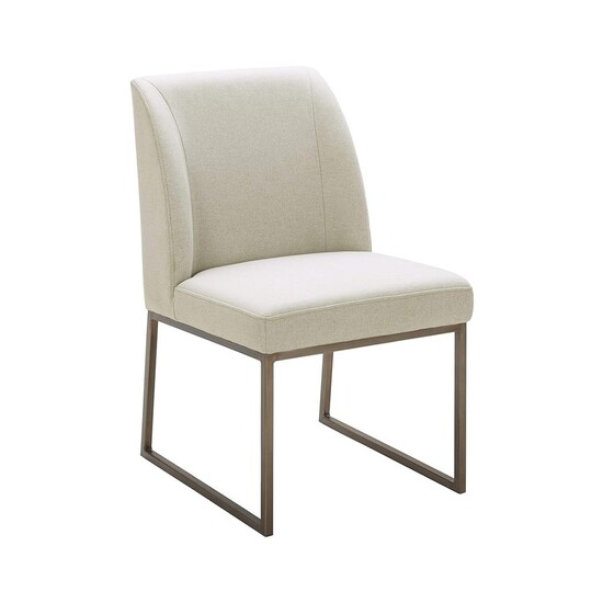 Comfortable Set of 4 Munich Stone Fabric Dining Chair