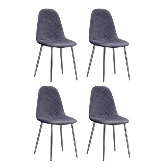 Stylish Diamond Plush Velvet Dining Chairs (Set Of 4)